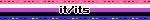 itits Blinkie of the genderfluid flag. The text on it reads "any pronouns."