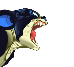 Iggy the dog's VS sprite from JoJo's Bizarre Adventure: Heritage for the Future. He's using the color B palette and is tinted blue..